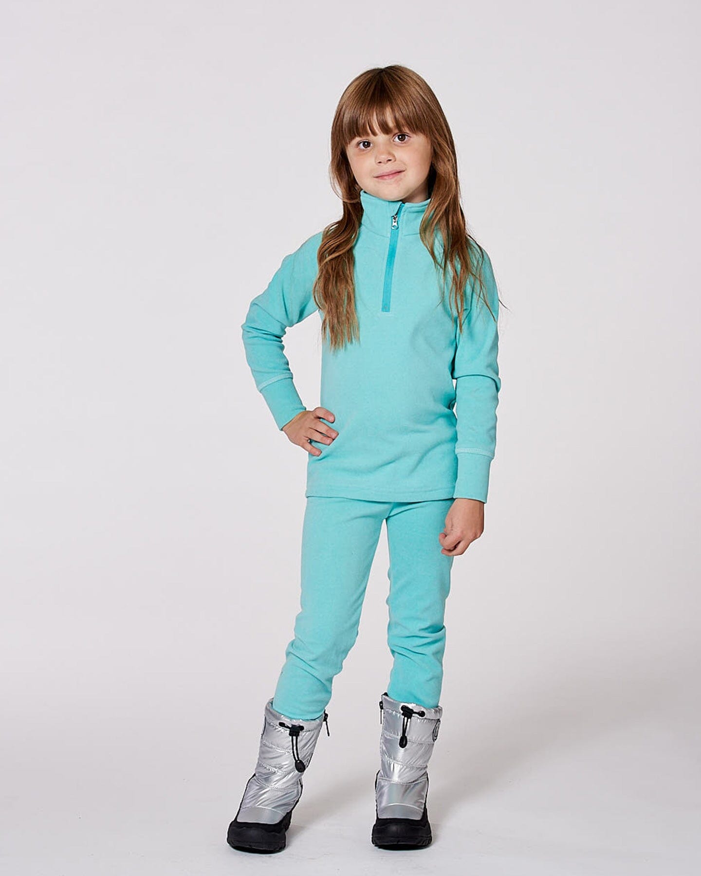 Two-Piece Thermal Underwear Set Turquoise Blue