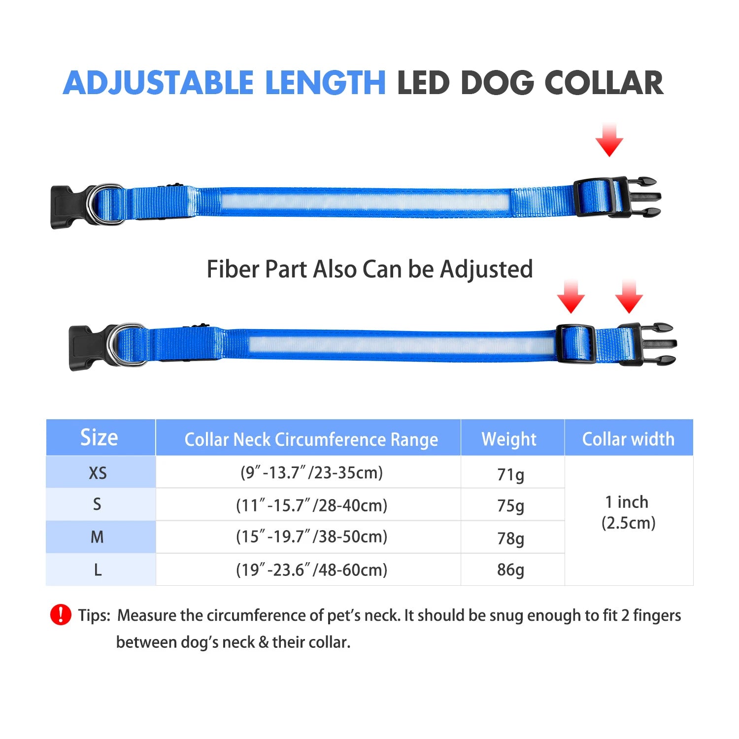 MASBRILL Dog Collar Luminous Pet Supplies Dog Collar Waterpoof Safety Collars