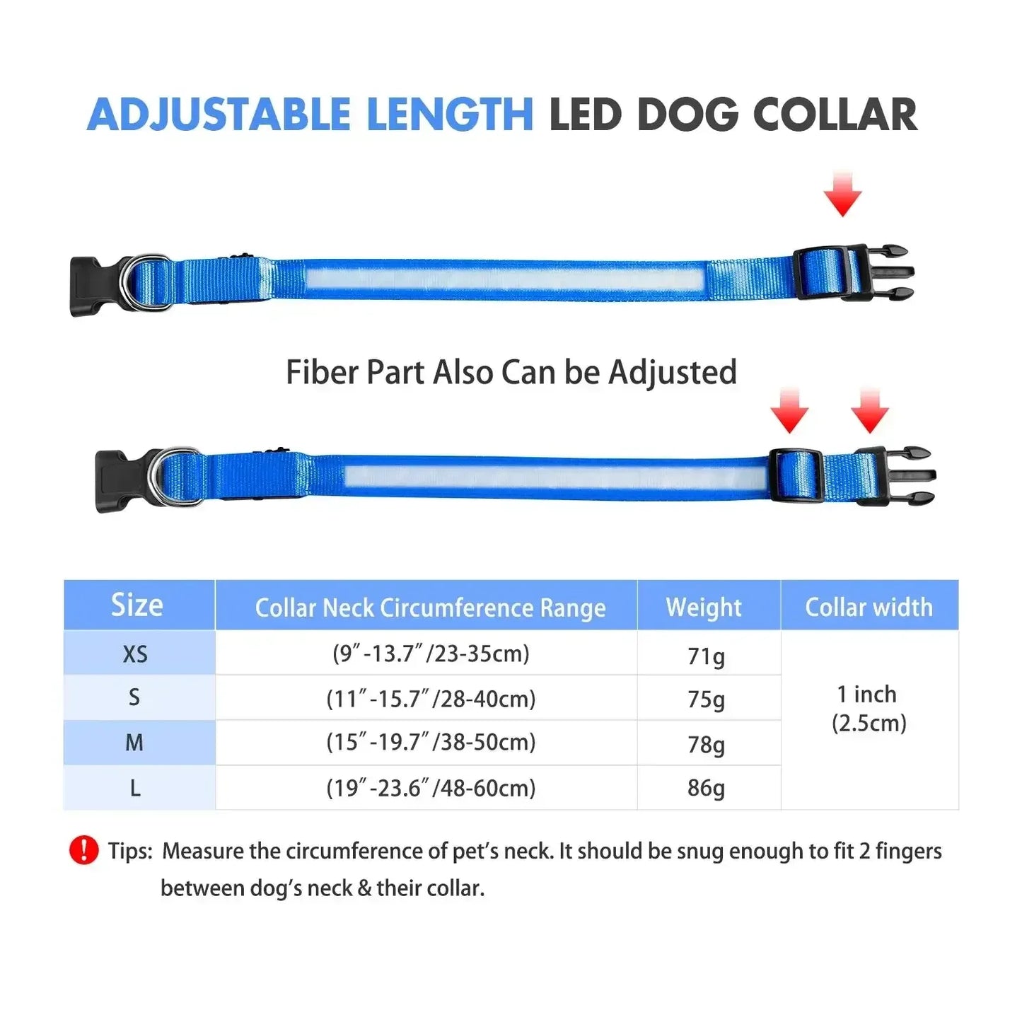 MASBRILL Dog Collar Luminous Pet Supplies Dog Collar Waterpoof Safety Collars Orange / United States / M 50X2.5cm