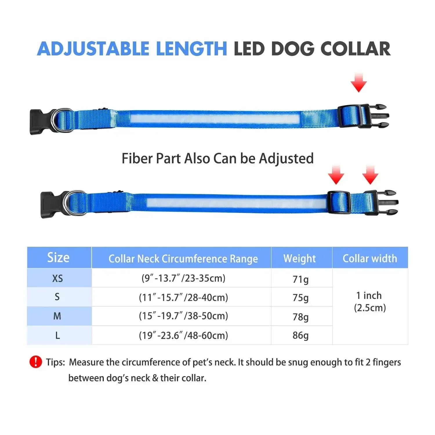 MASBRILL Dog Collar Luminous Pet Supplies Dog Collar Waterpoof Safety Collars Orange / United States / M 50X2.5cm