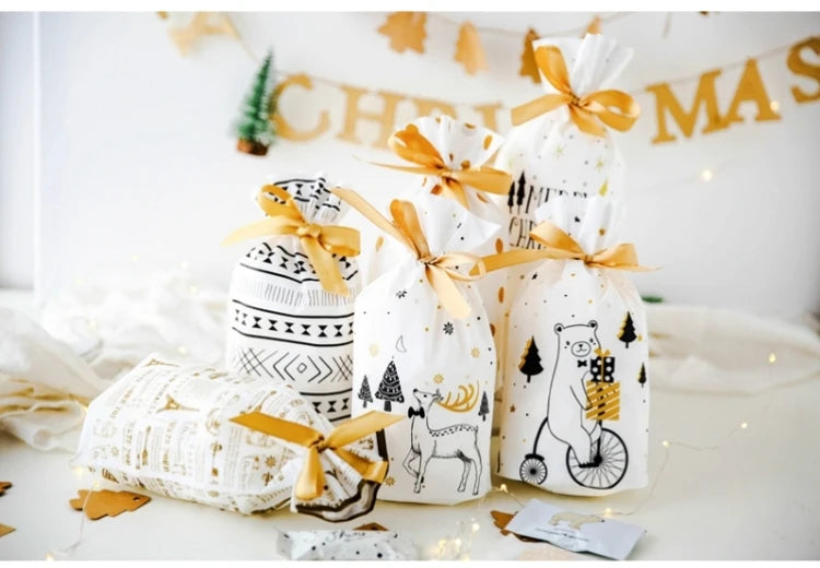 Christmas gift bags Elk Snowman santa claus Cookies