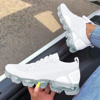 Women's Flying Woven Breathable Casual Sneakers White White / 7.5
