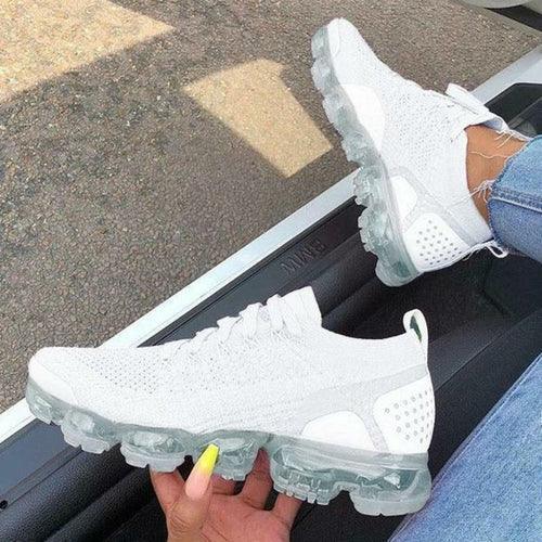 Women's Flying Woven Breathable Casual Sneakers White White / 7.5