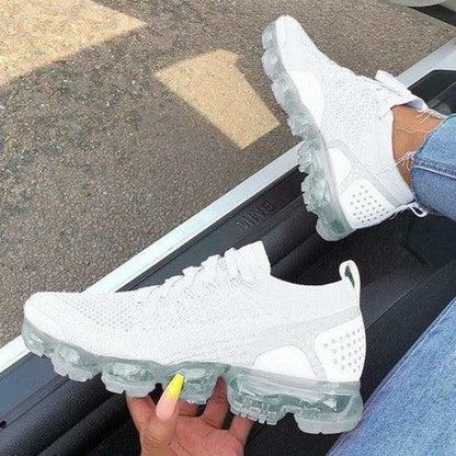 Women's Flying Woven Breathable Casual Sneakers White White / 7.5