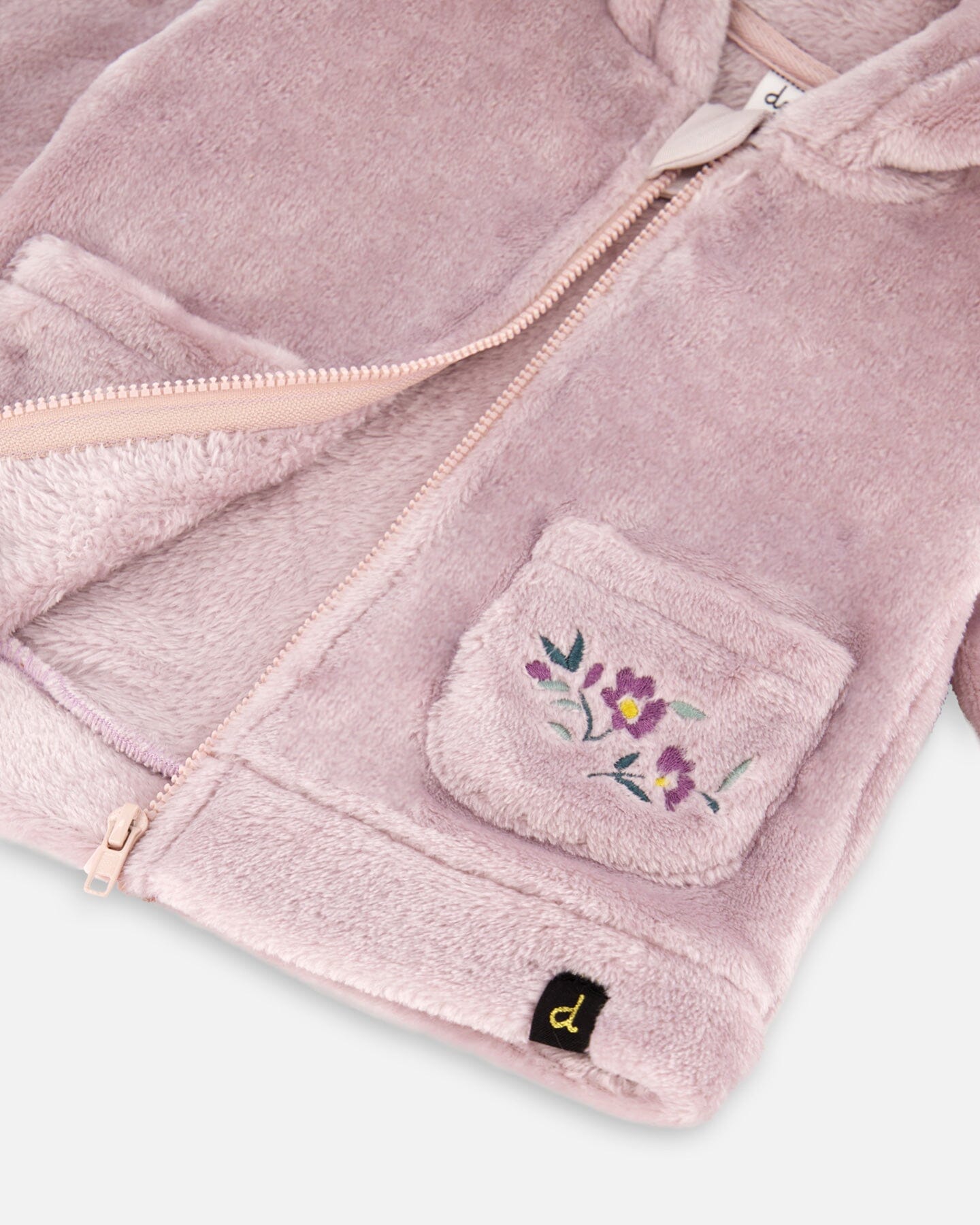 Hooded Zip Plush Jacket Neutral Purple