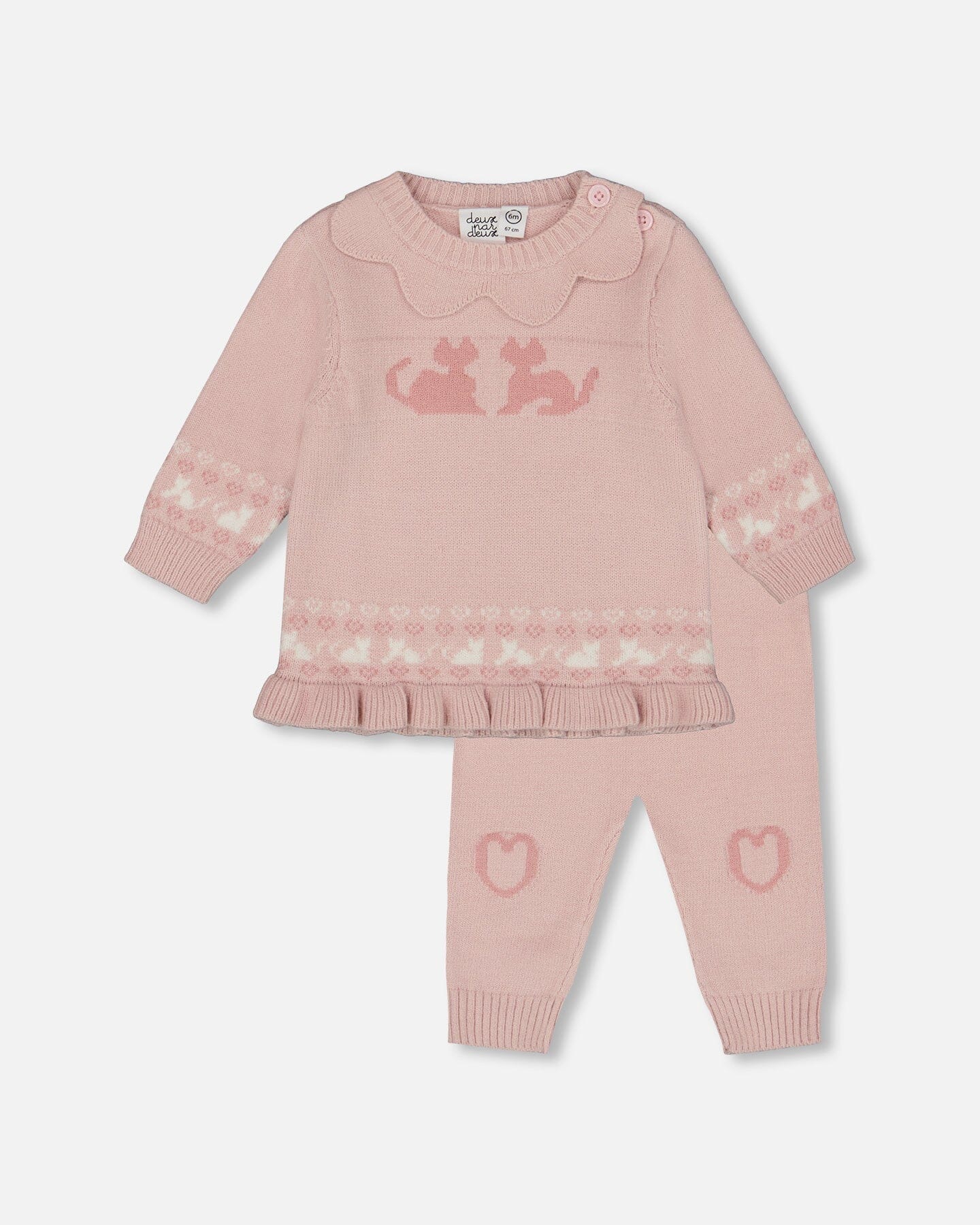 Knitted Top And Pant Set Light Pink