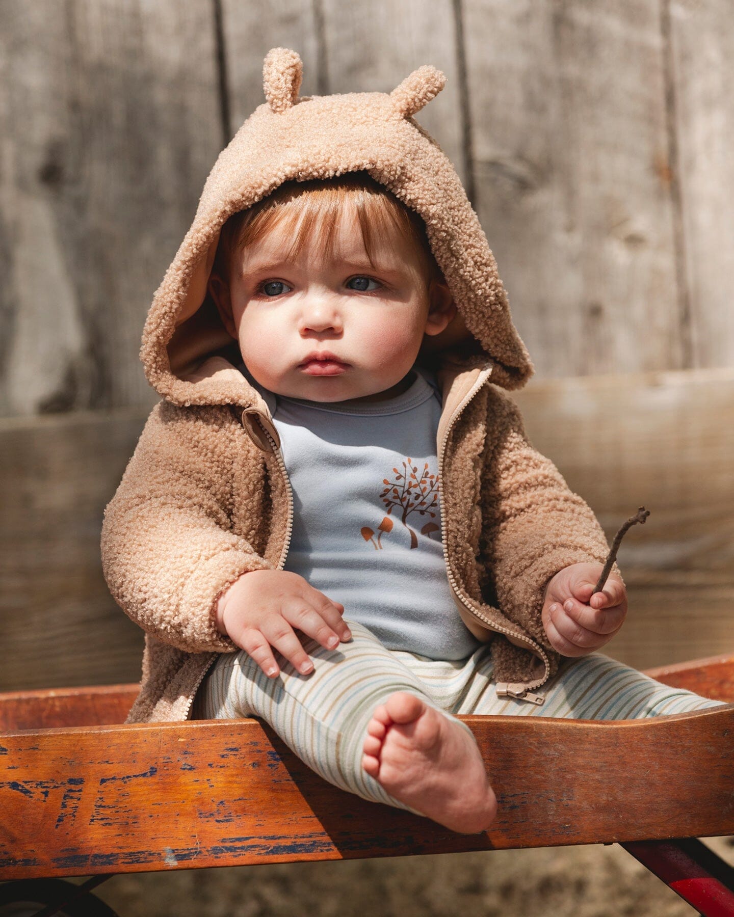 Sherpa Bear Hooded Zip Jacket Brown