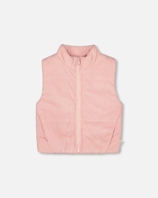 Corduroy Puffy Sleeveless Vest Dusty Pink 12