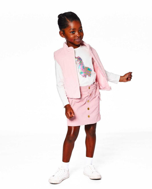 Corduroy Puffy Sleeveless Vest Dusty Pink 12