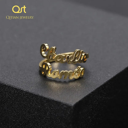 Personalized Double Name Adjustable Ring Rose Gold color / resizable / United States