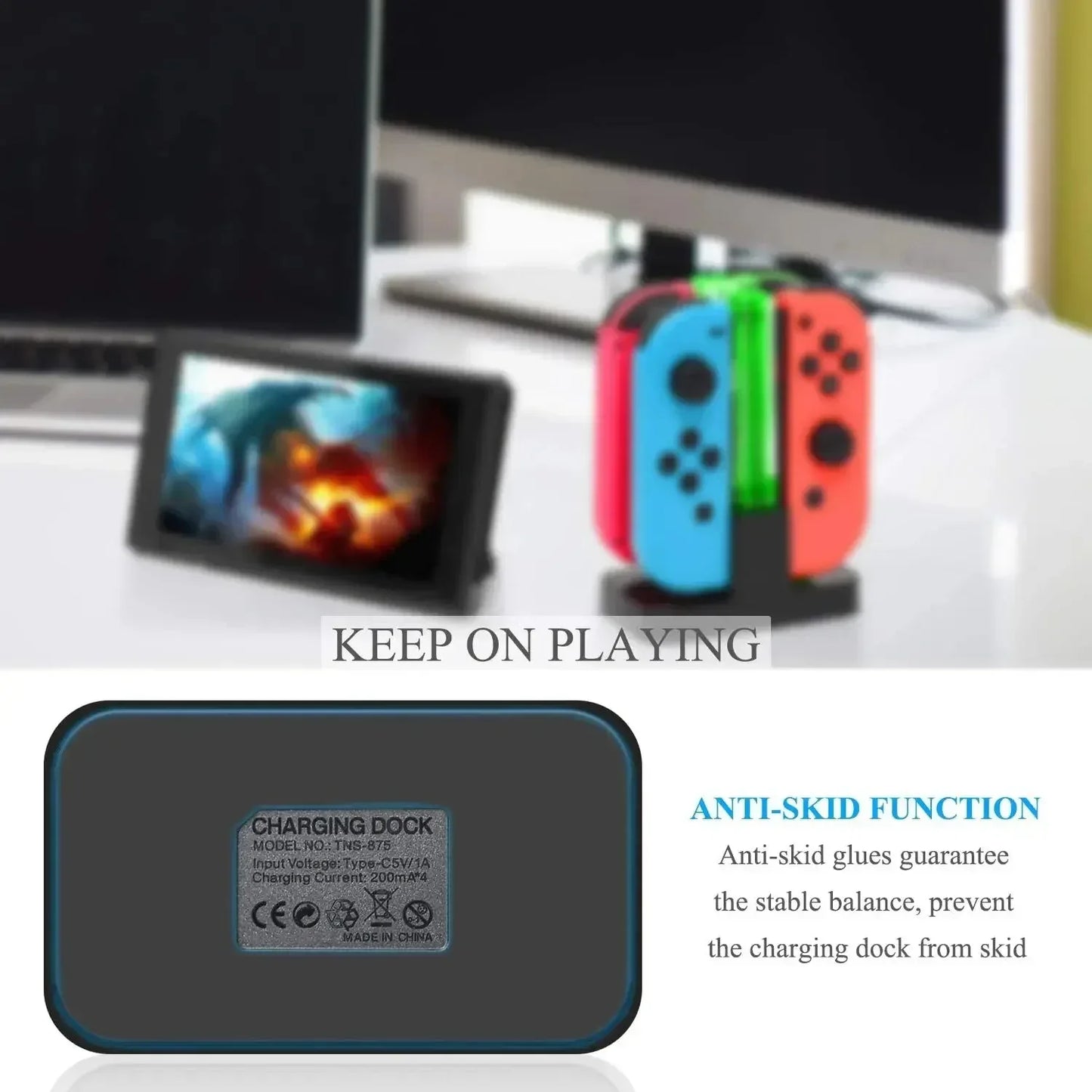 Nintend Switch 4 Controller Charger LED Indicator Charging Dock Station for Nitendo Switch Nintendo switch NS Joy-con Accessories black