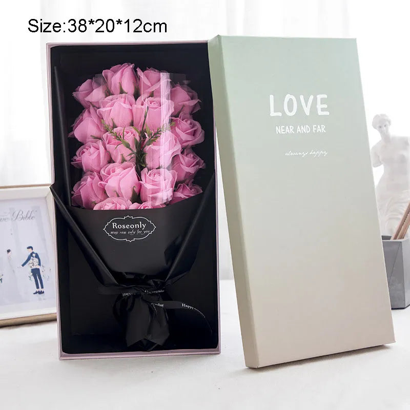 Artificial Soap Flower Rose Bouquet Gift Box