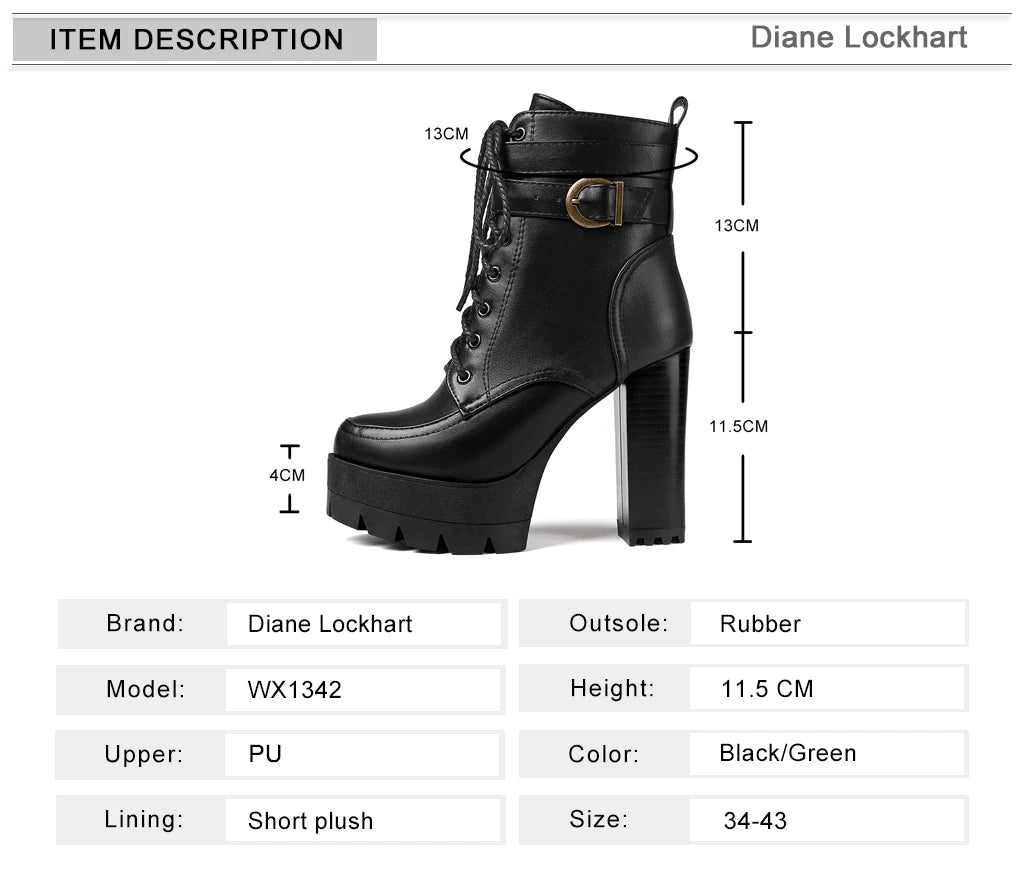 Black Platform Combat Ankle Boots