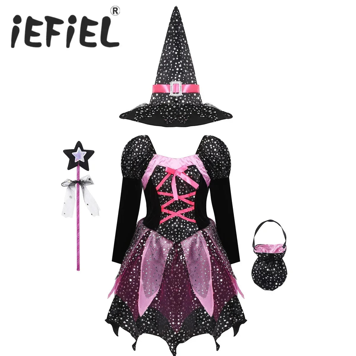 Girls Halloween Witch Costume Black / 120 (5-6 Years) / United States