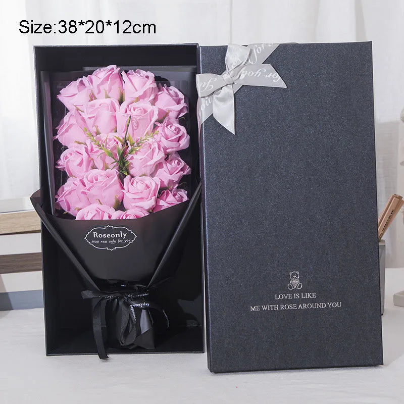 Artificial Soap Flower Rose Bouquet Gift Box