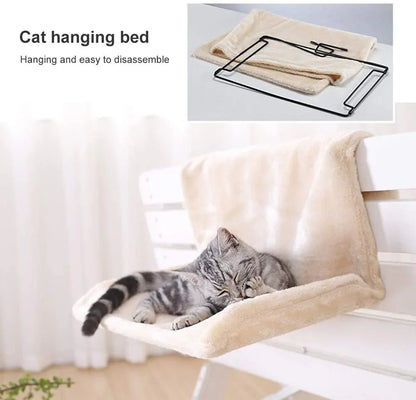 Cozy Portable Cat Hanging Hammock Bed Beige