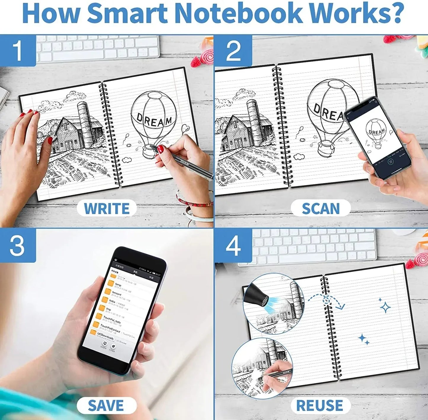 Erasable Wirebound Notebook A5-Dotted lined