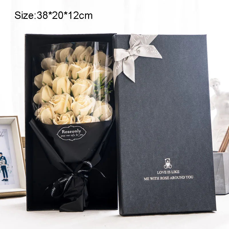 Artificial Soap Flower Rose Bouquet Gift Box