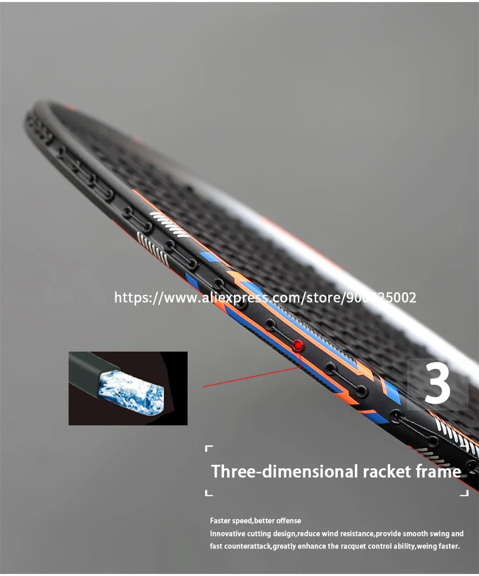 100% Full Carbon Fiber Strung Badminton Rackets