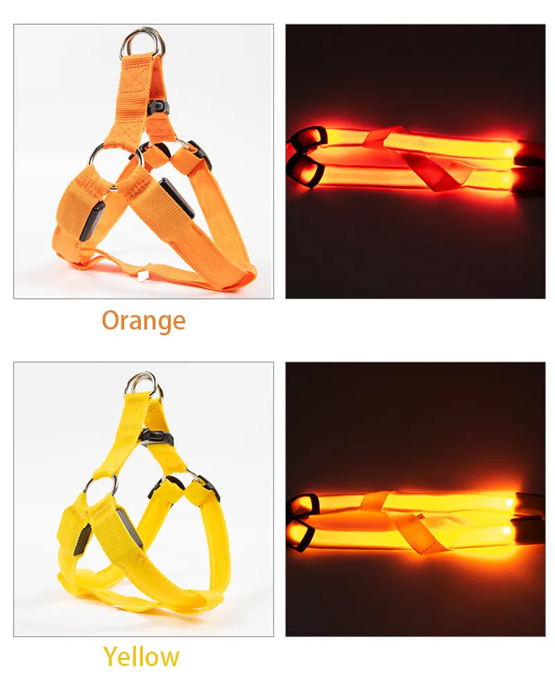 USB Rechargeable Luminous Dog Harness