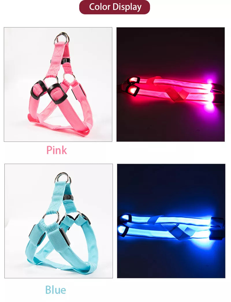 USB Rechargeable Luminous Dog Harness