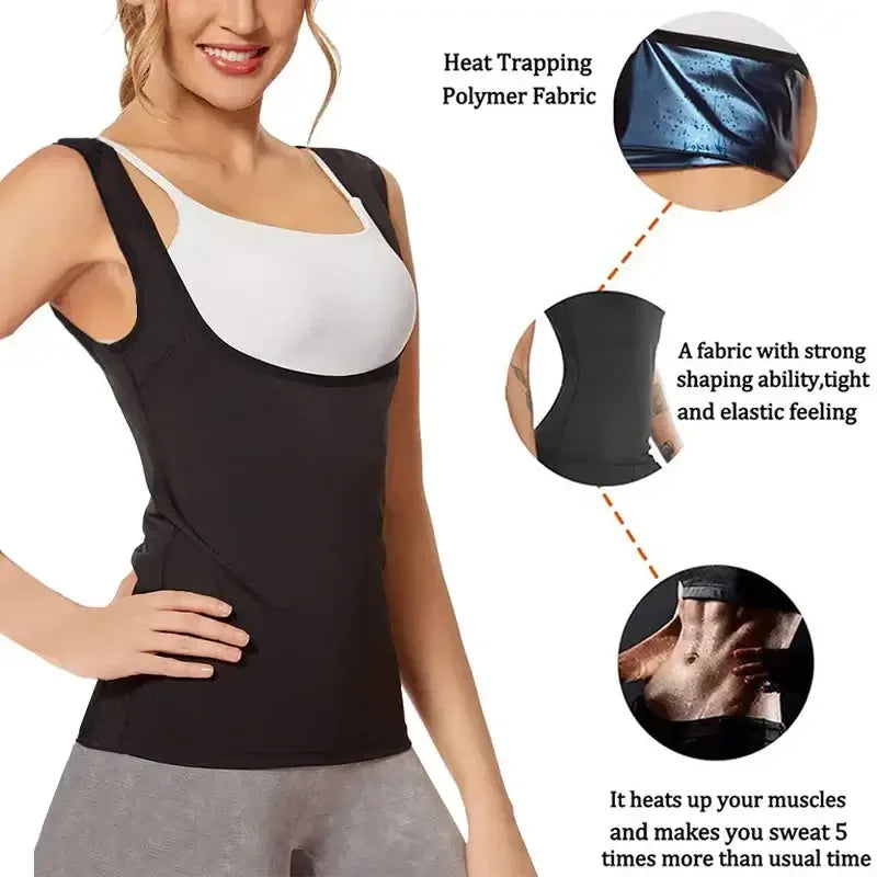 Women's Heat Trapping Vest Sweat Sauna Body Shaper Hot Corset Fat Burner Blue / 4XL-5XL / United States
