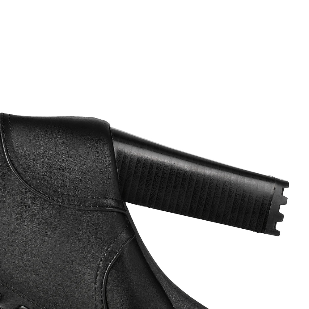 Black Platform Combat Ankle Boots