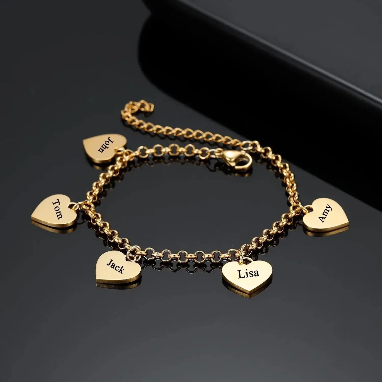 Gold Heart Charm Bracelet Rose Gold / United States