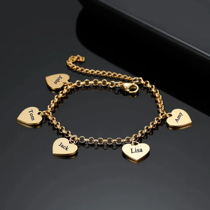 Gold Heart Charm Bracelet Rose Gold / United States