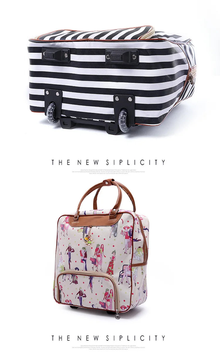 Travel Rolling Luggage Retro girl Suitcase Bag