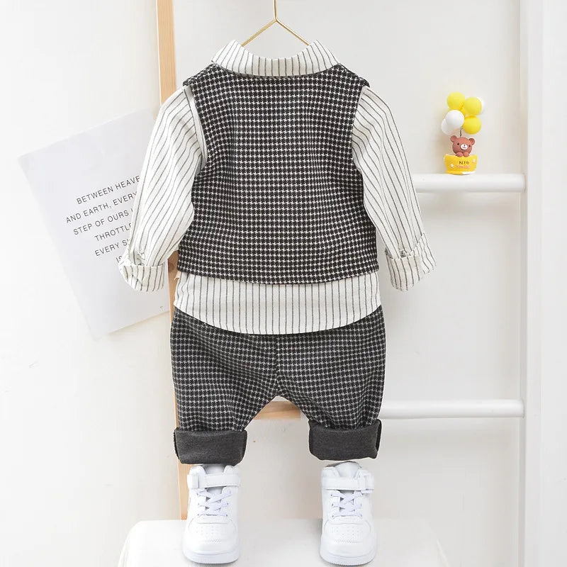 Casual Wear Striped Shirt Vest Pants for kids