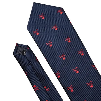 Red Skull Silk Tie Set with Handkerchief – Designer Men’s Necktie for Wedding, Business & Parties 5049 / United States