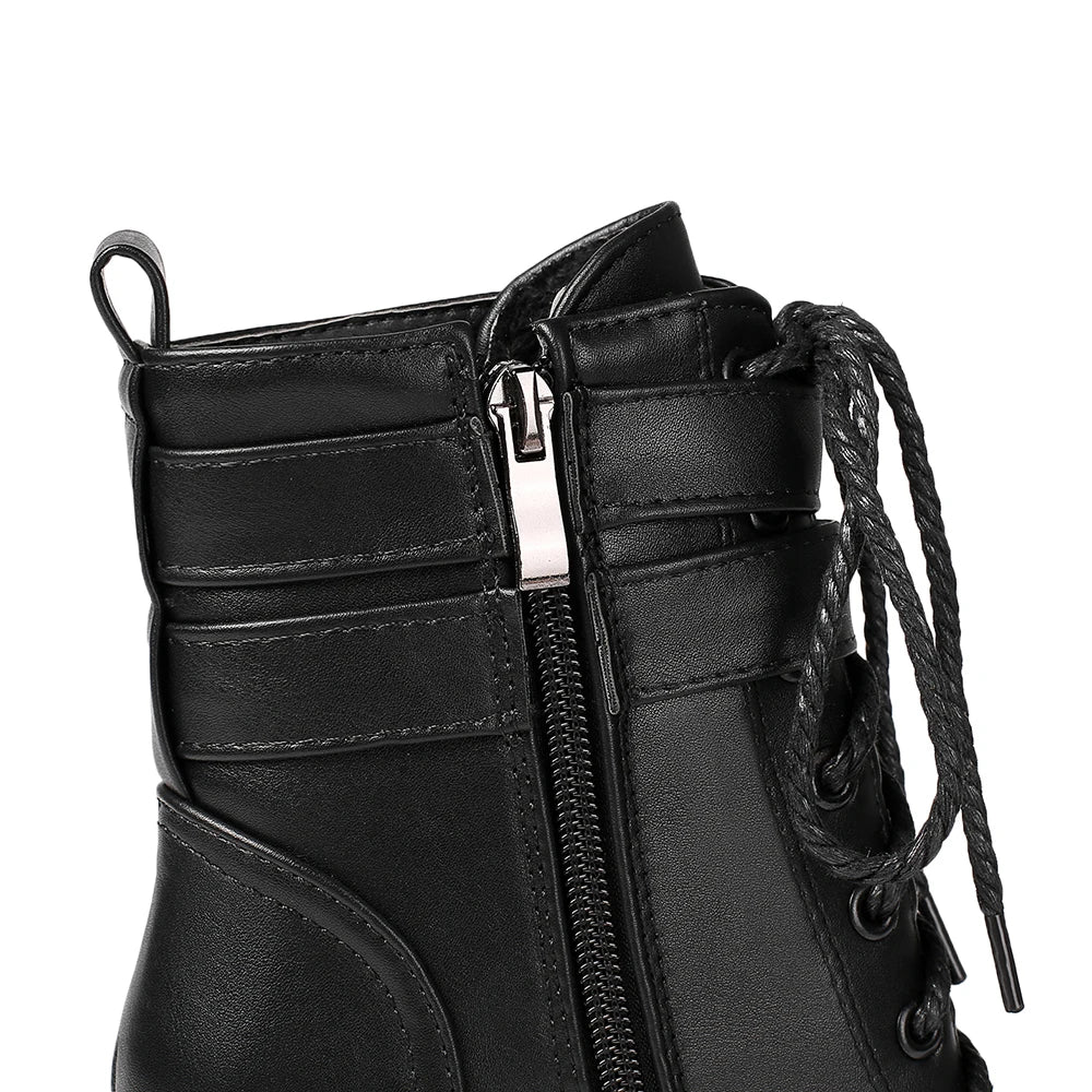 Black Platform Combat Ankle Boots