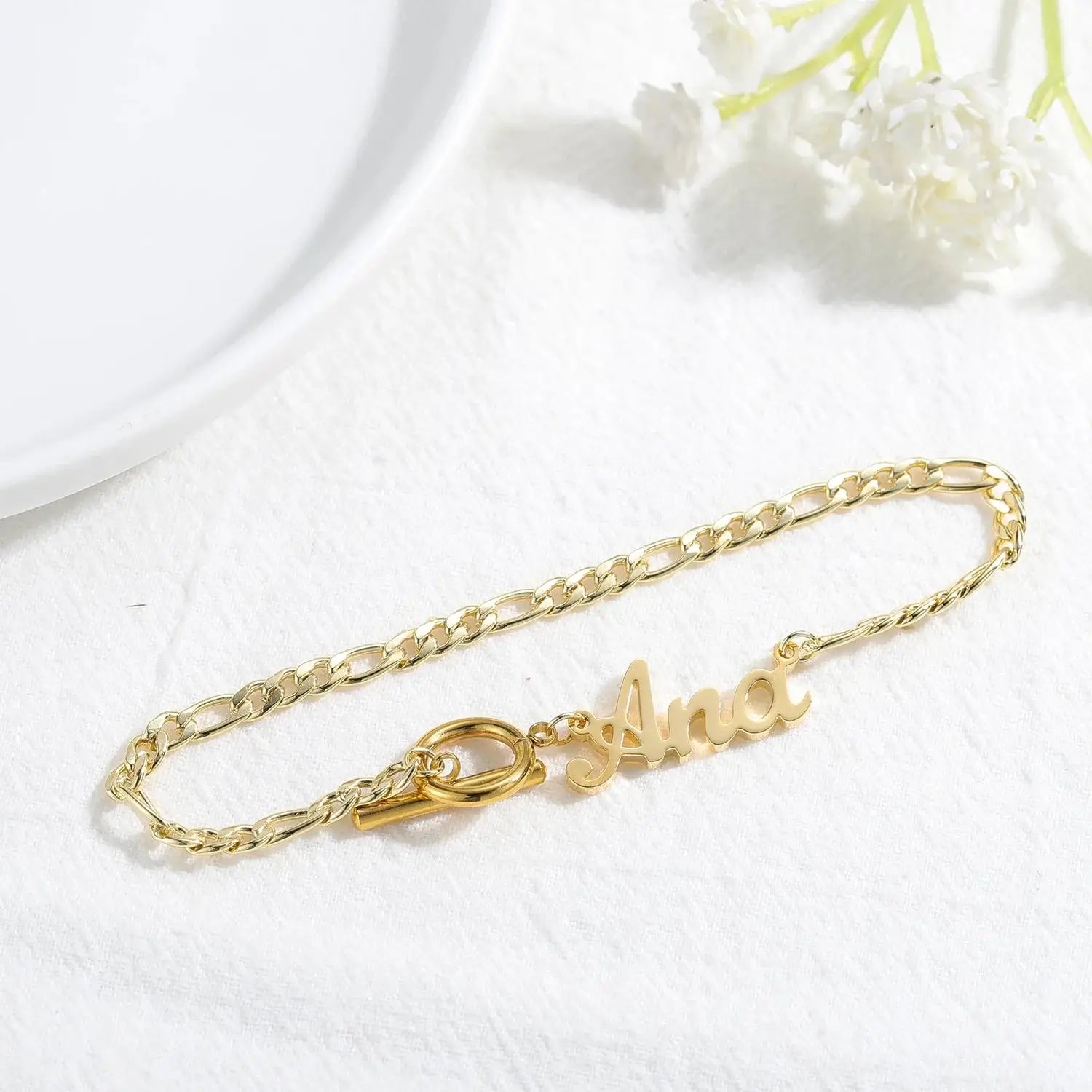 Shopminx Custom Name Bracelet For Women Gold Stainless Steel Steel color / United States