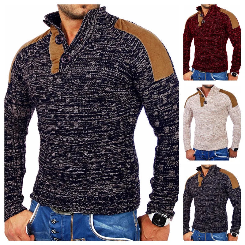 Men's Warm Pullover Sweaters with Buttons Oversized Knitted Pullovers Jumpers New Men Clothing