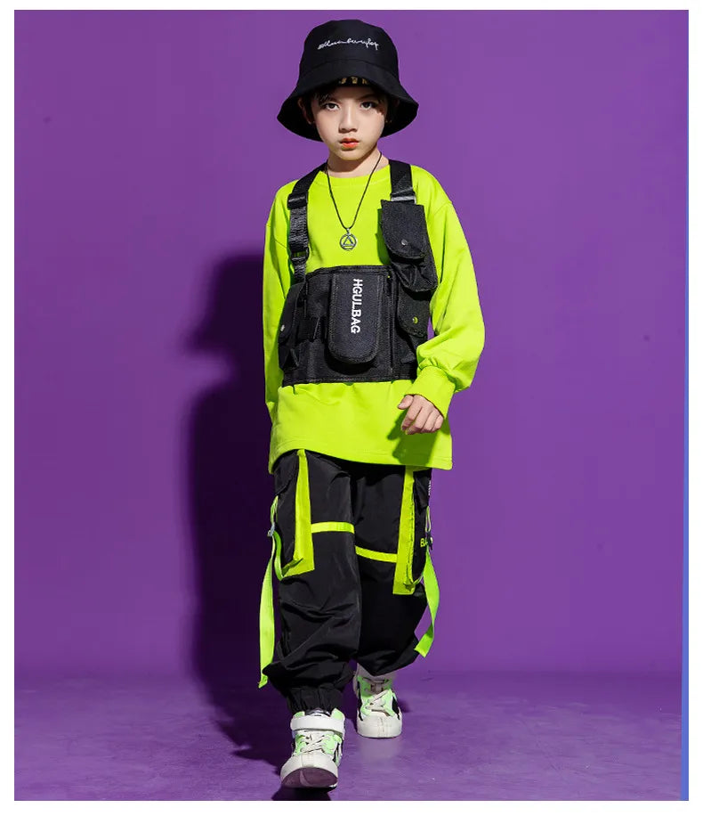 Boys Hip Hop Vest Girls Cuff Cargo Pants