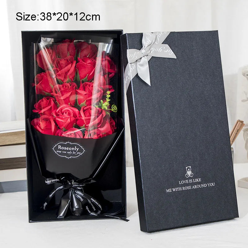 Artificial Soap Flower Rose Bouquet Gift Box