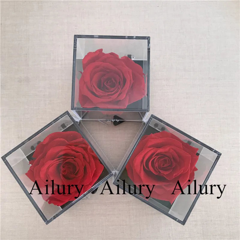 5cm Artifical Flower,Rose Gifts,Plastic Transparent Boxes