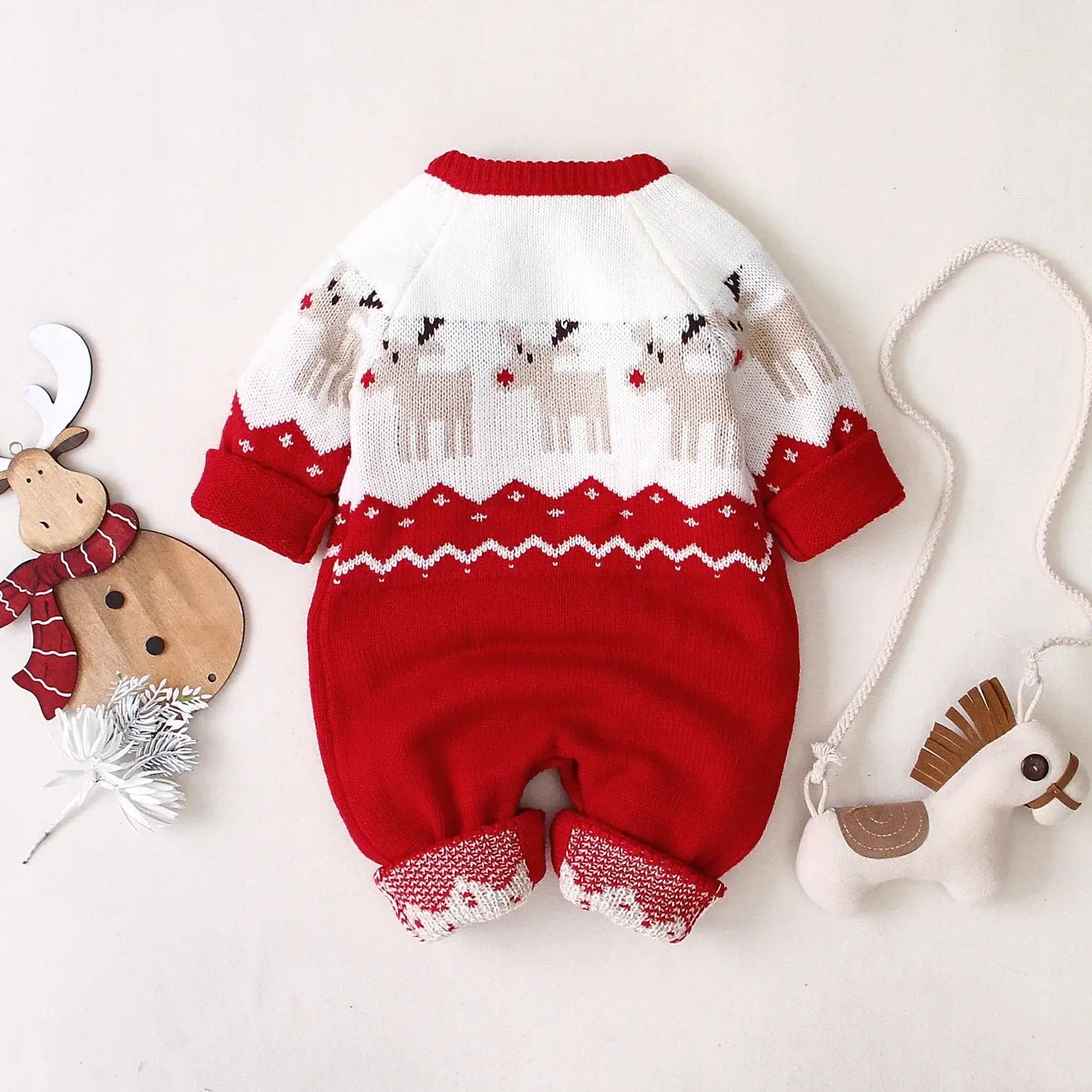 Baby Christmas Reindeer Romper Blue / 18M / United States