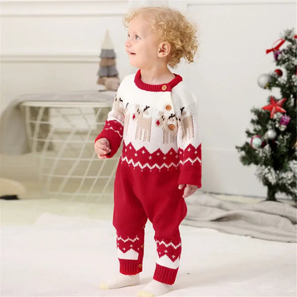 Baby Christmas Reindeer Romper Blue / 18M / United States
