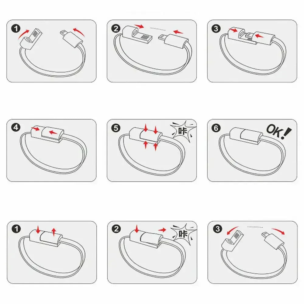 Bracelet USB Charging Cable for iphone / 20cm