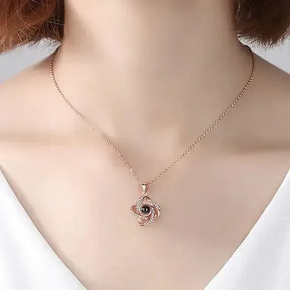 925 Silver Four-Leaf Clover Projection Necklace silver color / 925sliver / 14inchs