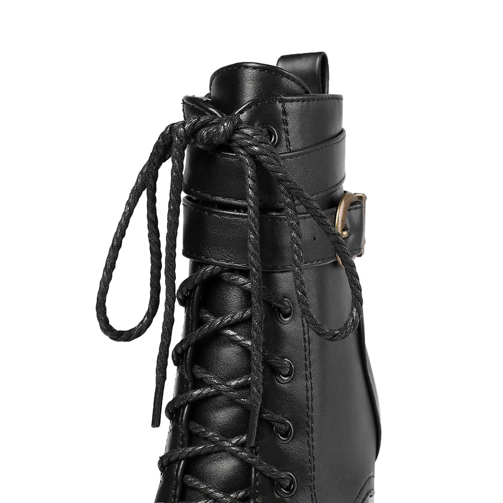 Black Platform Combat Ankle Boots