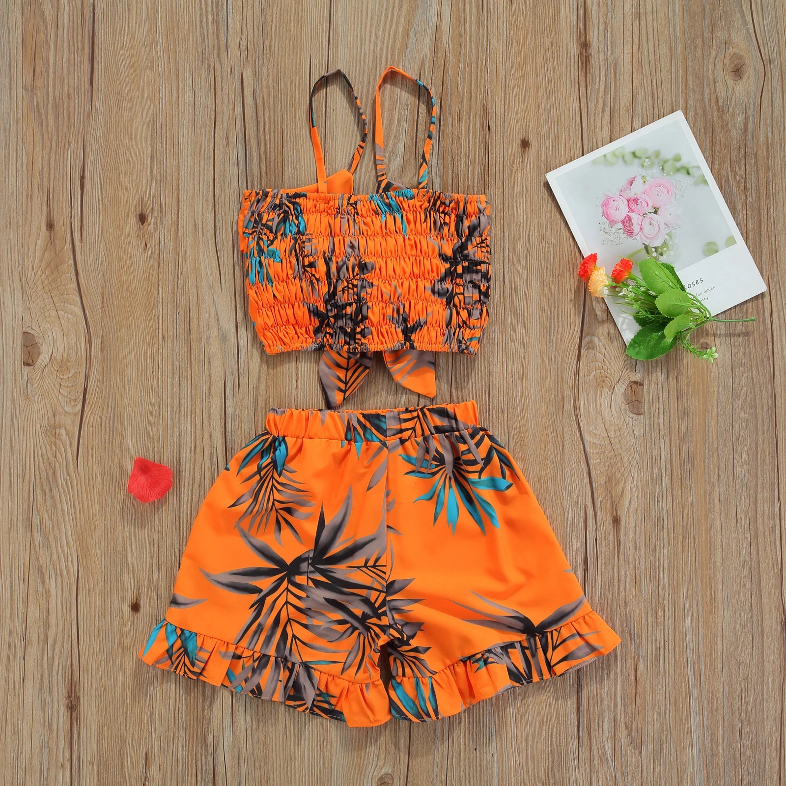 Summer tropical Sleeveless Top and Shorts for kids