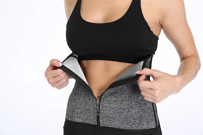 Silver Coating Sweat Sauna Waist Trainer Belt Adjustable Workout Body Shaper with Double Strap Zipper