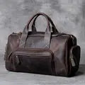 WaterProof Waxed Canvas Leather Men Travel Bag Hand Luggage