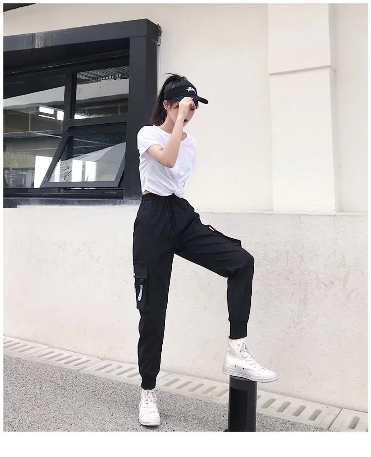 High Waist Loose Streetwear Pants Baggy Tactical Trouser Hip Hop