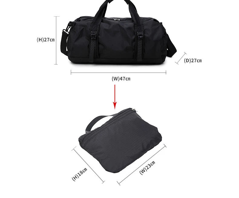 Fashion Black New Weekend Short-distance Travel Bag Foldable