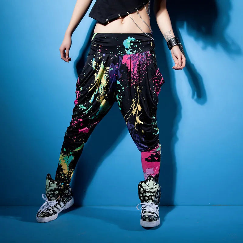 Trousers loose neon Dance Costume harem hip hop pants