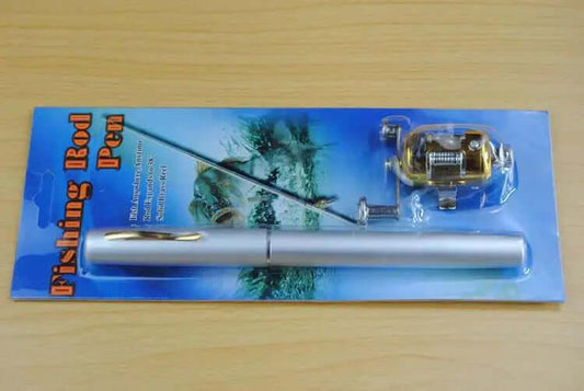 Survival & Portable Telescopic Pocket Mini Pen Fishing Rod with Reel Silver